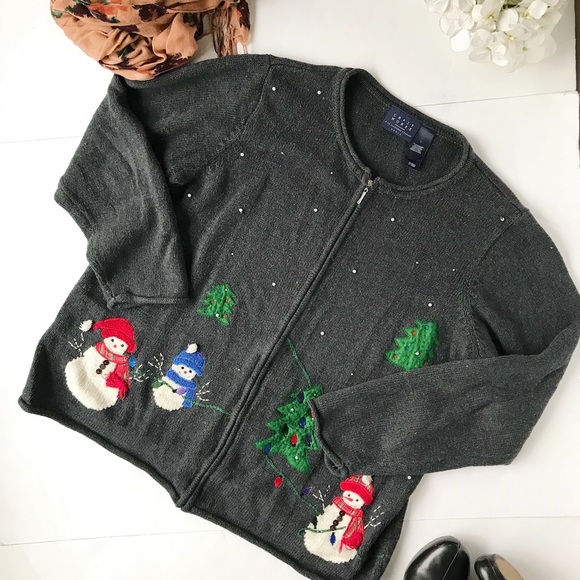 - 3/$20 Liz Claiborne vintage 90s Crazy Horse Christmas Sweater - Picture 4 of 5